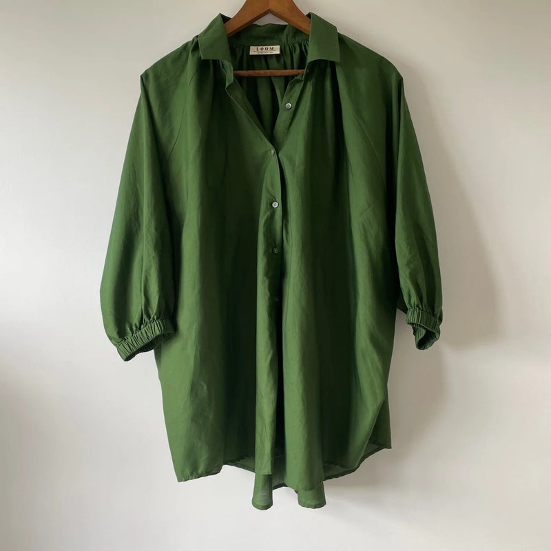 Silk + Cotton Shirt | Green