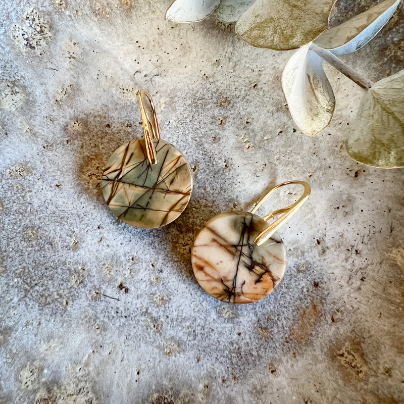 Natural Stone Earrings | Picasso Jasper Circles [Design B]