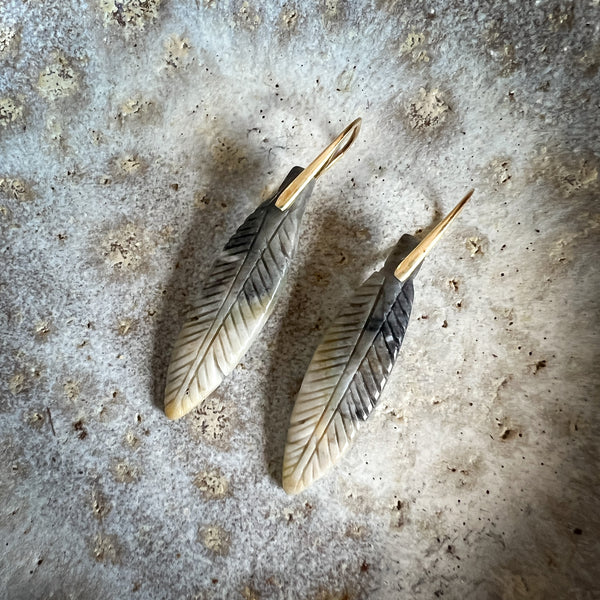 Natural Stone Earrings | Picasso Jasper Feathers [Design C]