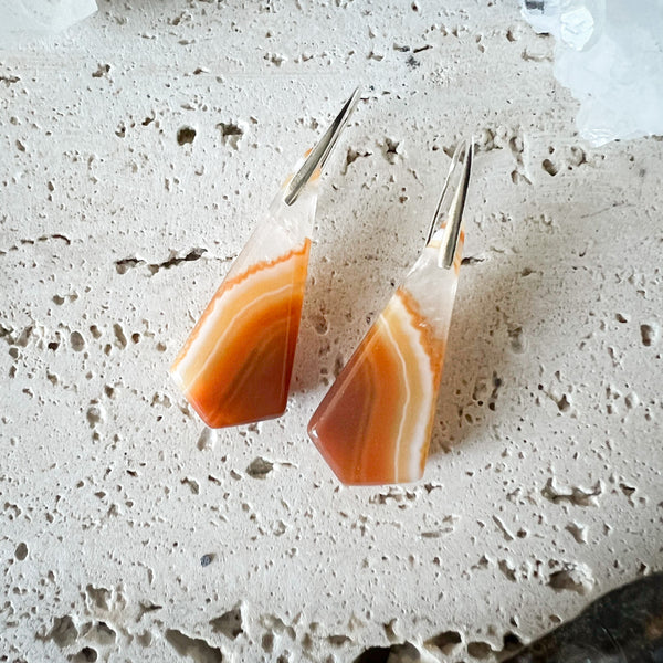 Natural Stone Earrings | Banded Agate Orange [A]