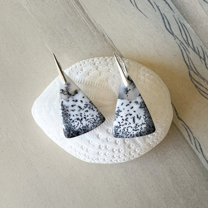 Natural Stone Earrings | Dendritic Agate [A]