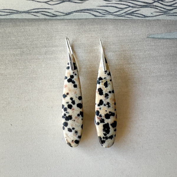 Natural Stone Earrings | Dalmatian Jasper on Sterling Silver Hooks