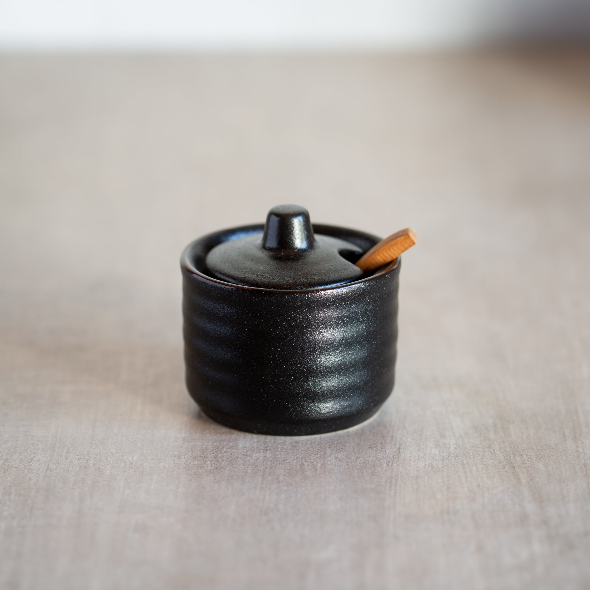 Ceramic Condiment/Spices Pot + Spoon Set