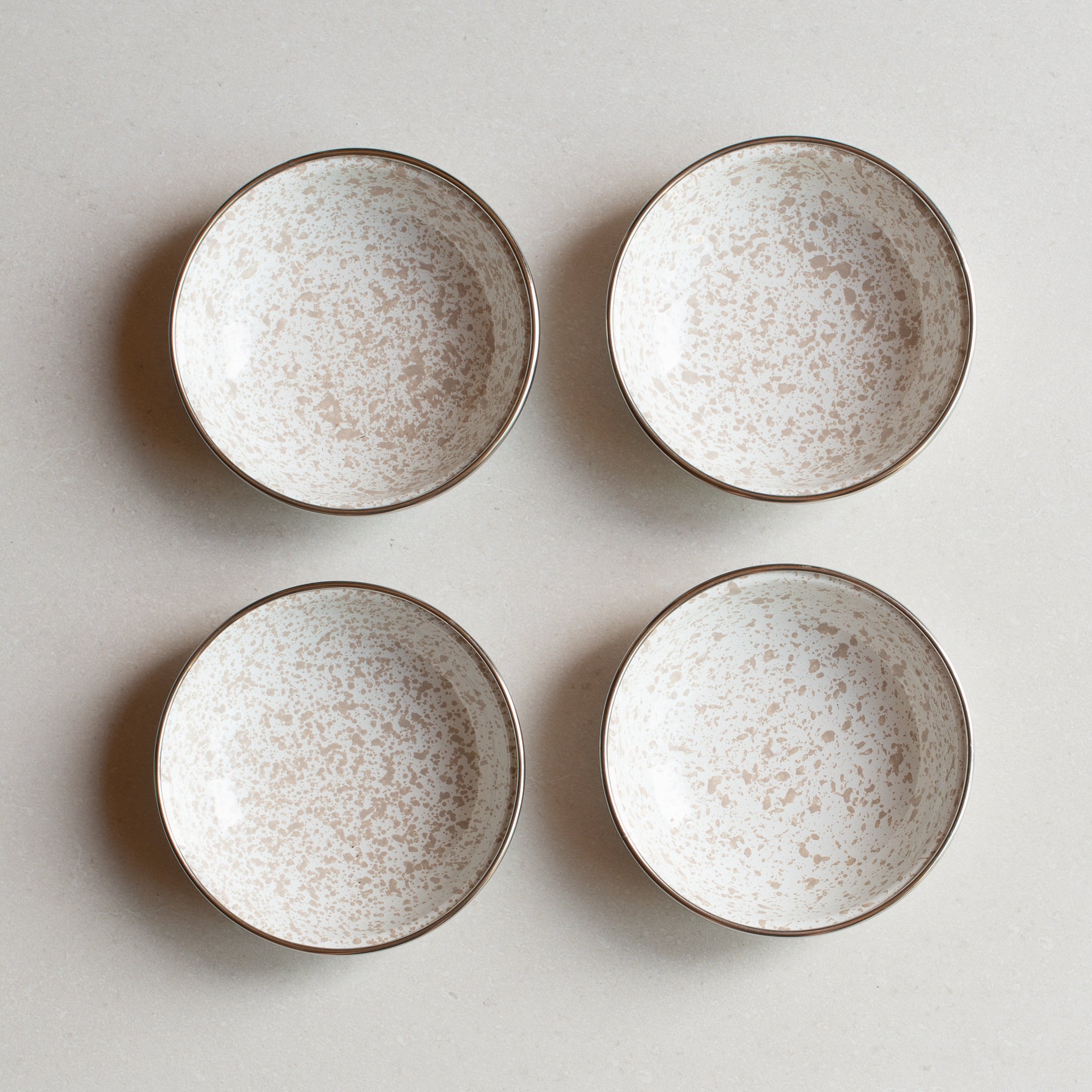 Enamel Tapas Dishes | Set 4 | Beige Speckle