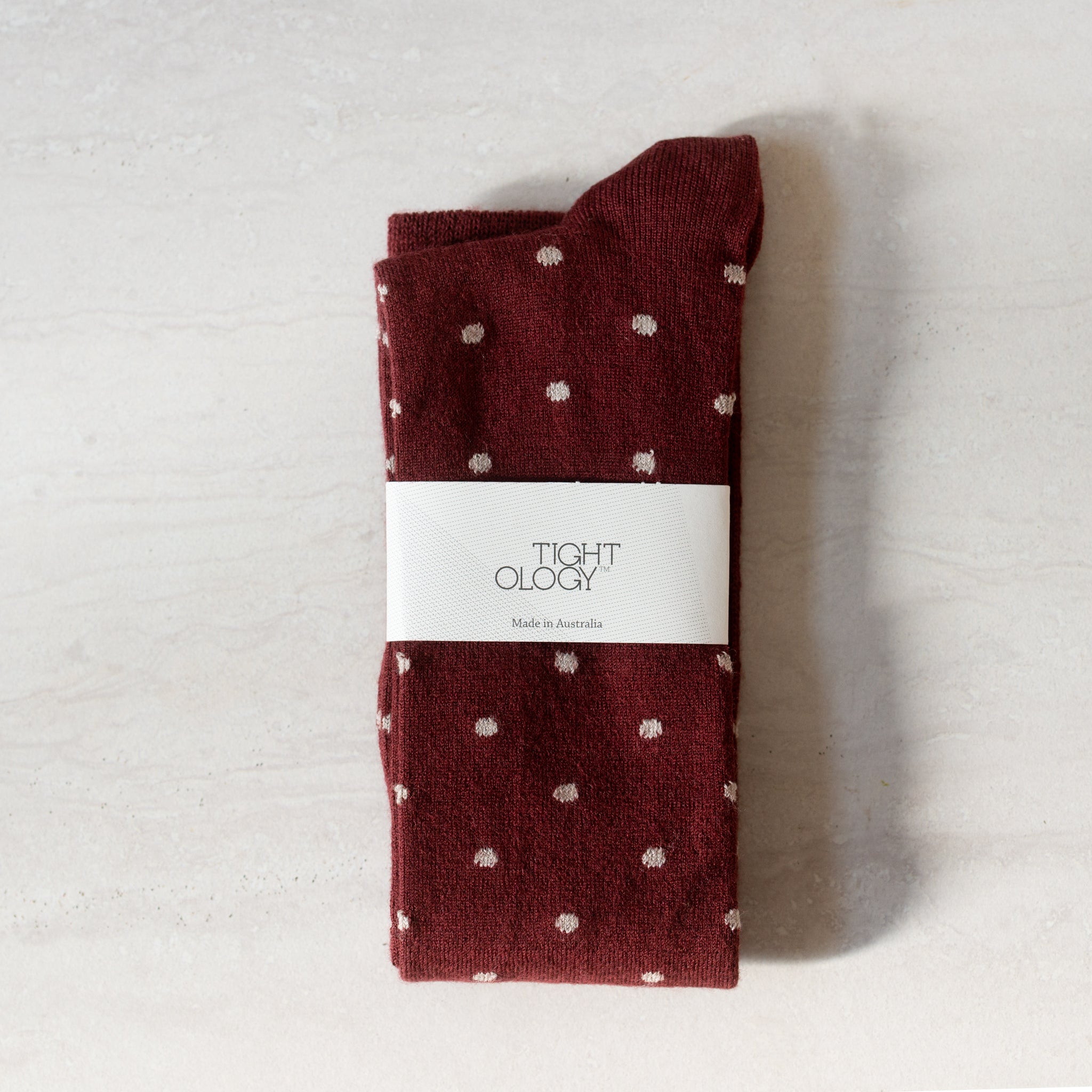 Dotty Wool Socks | Burgundy | OS
