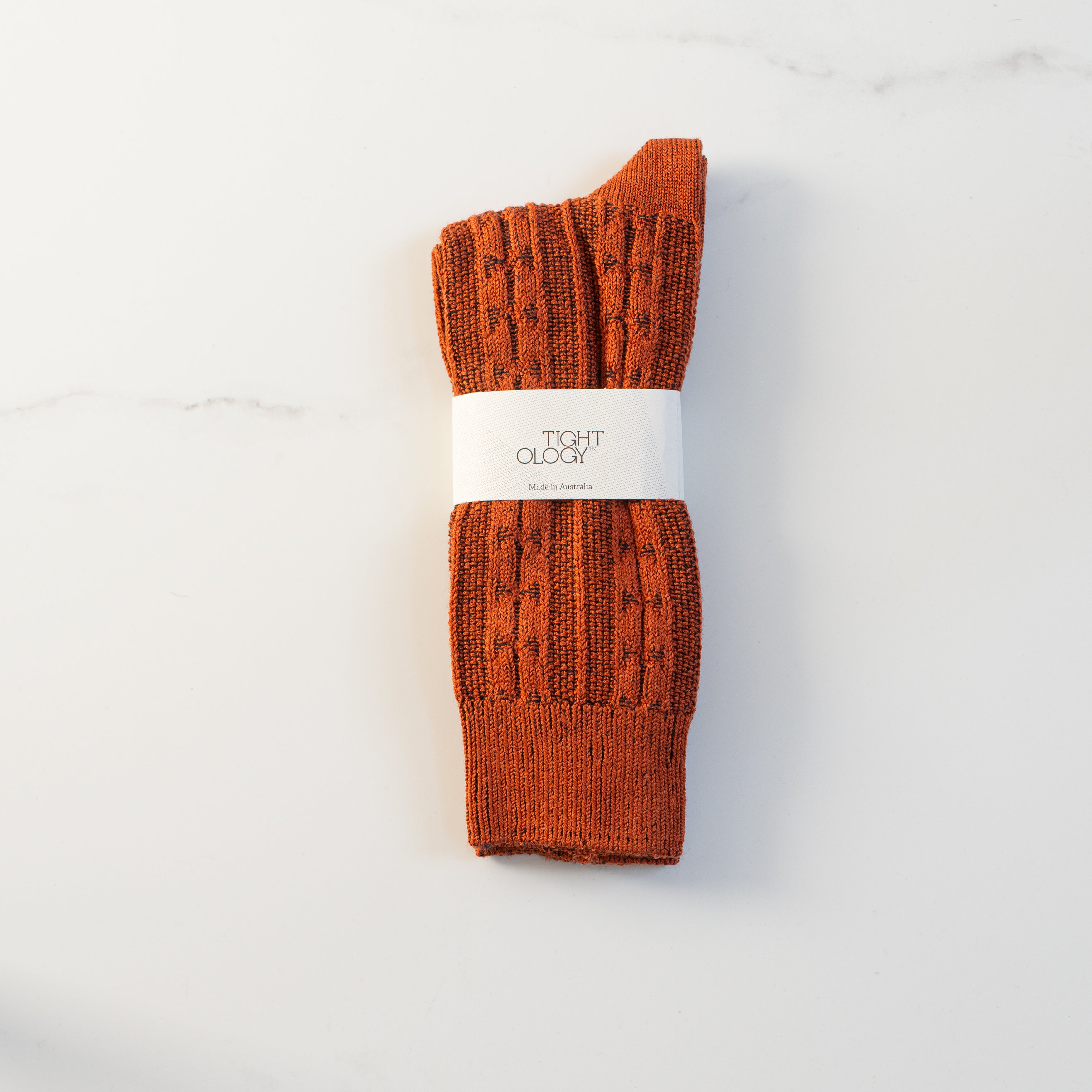 Merino Cable Socks | Paprika | Large