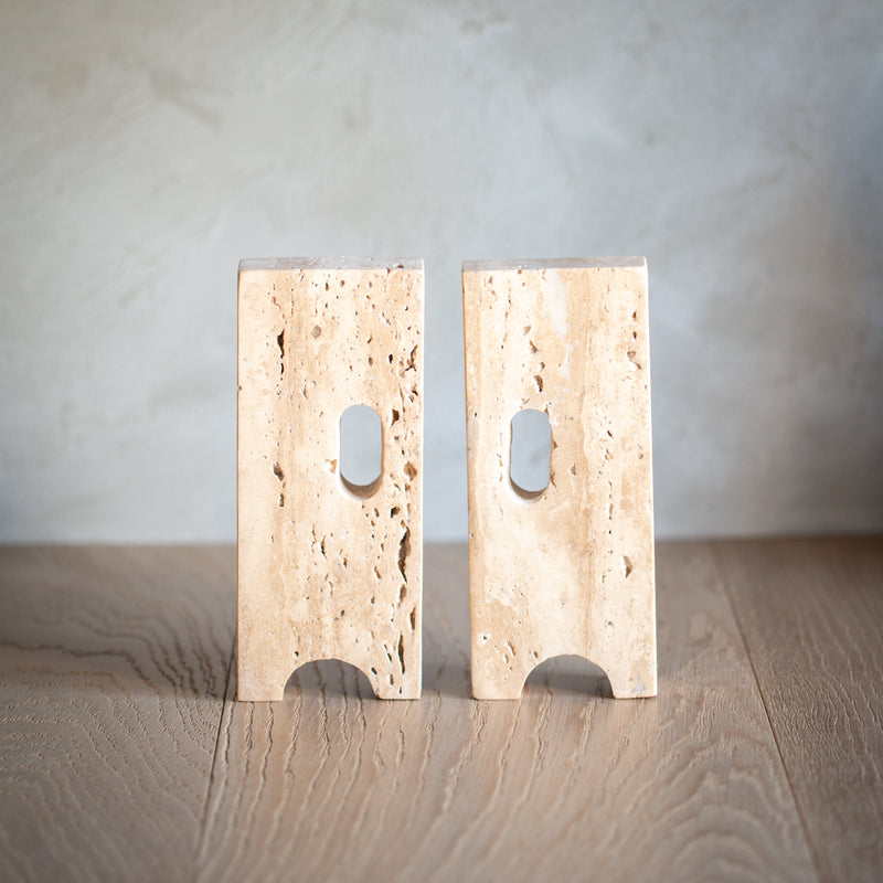 Natural Travertine Bookends | Set of 2