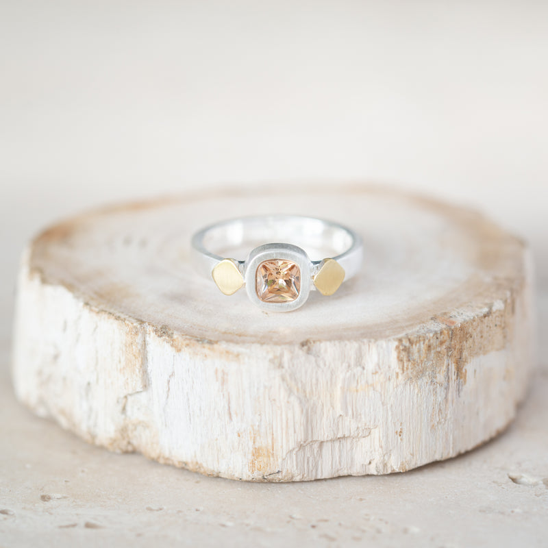 vS|B The Square Citrine | Sterling Silver + Brass