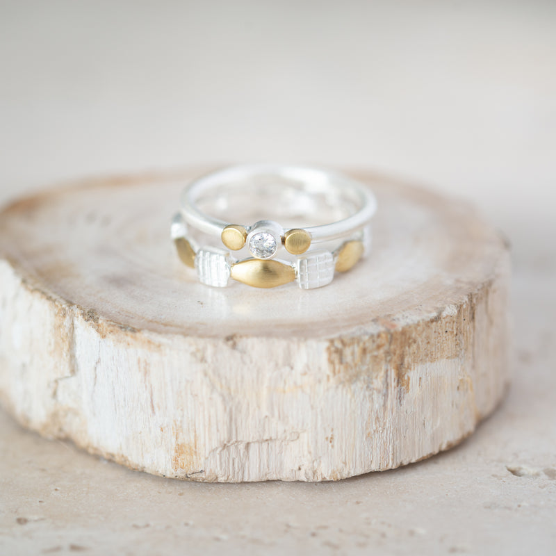 vS|A The Zircon Ring | Sterling Silver + Brass