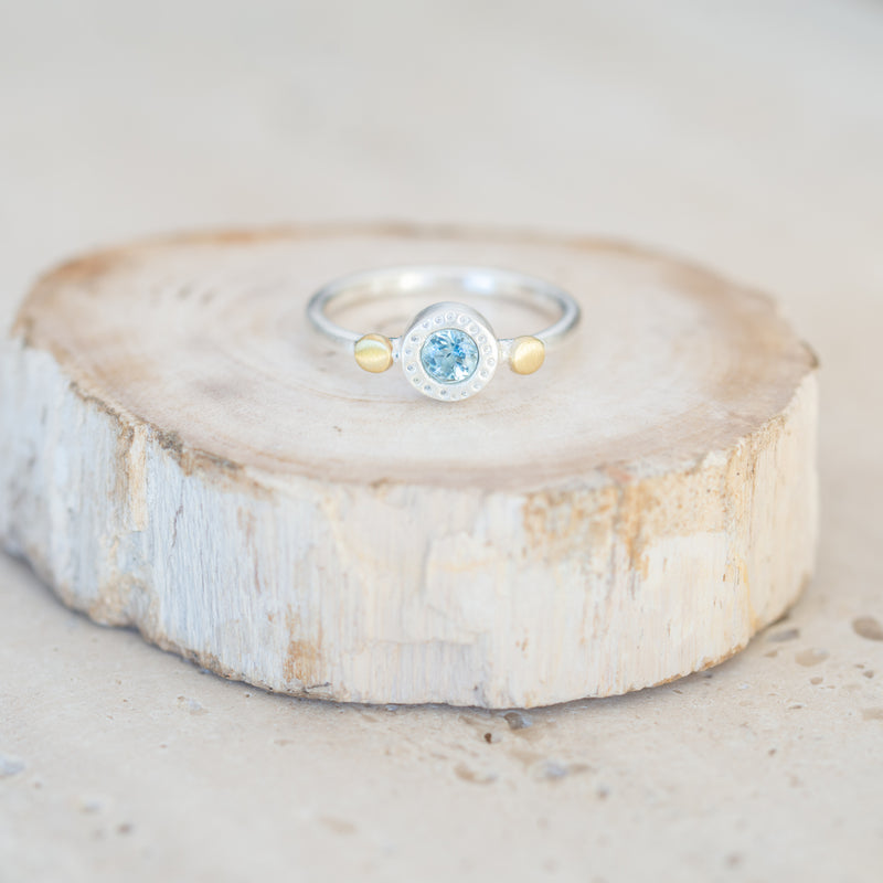 vS|A Blue Topaz Ring | Sterling Silver + Brass