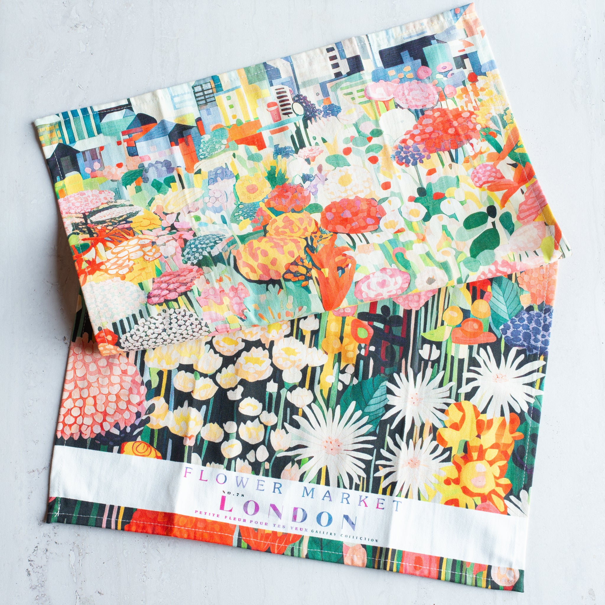 Flower Market Cotton Tea Towel