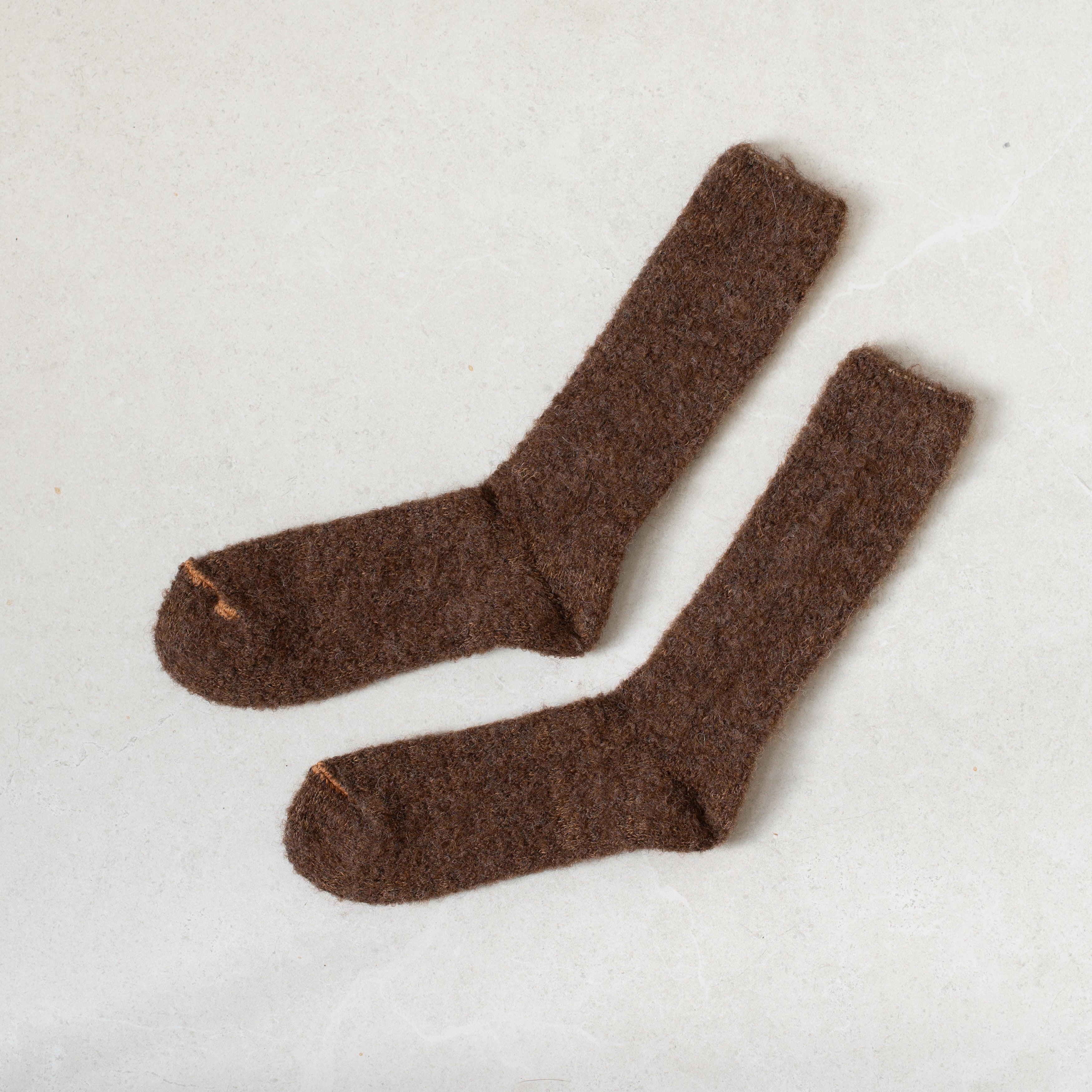 Yahae | Alpaca Loop Slipper Socks | Dark Brown