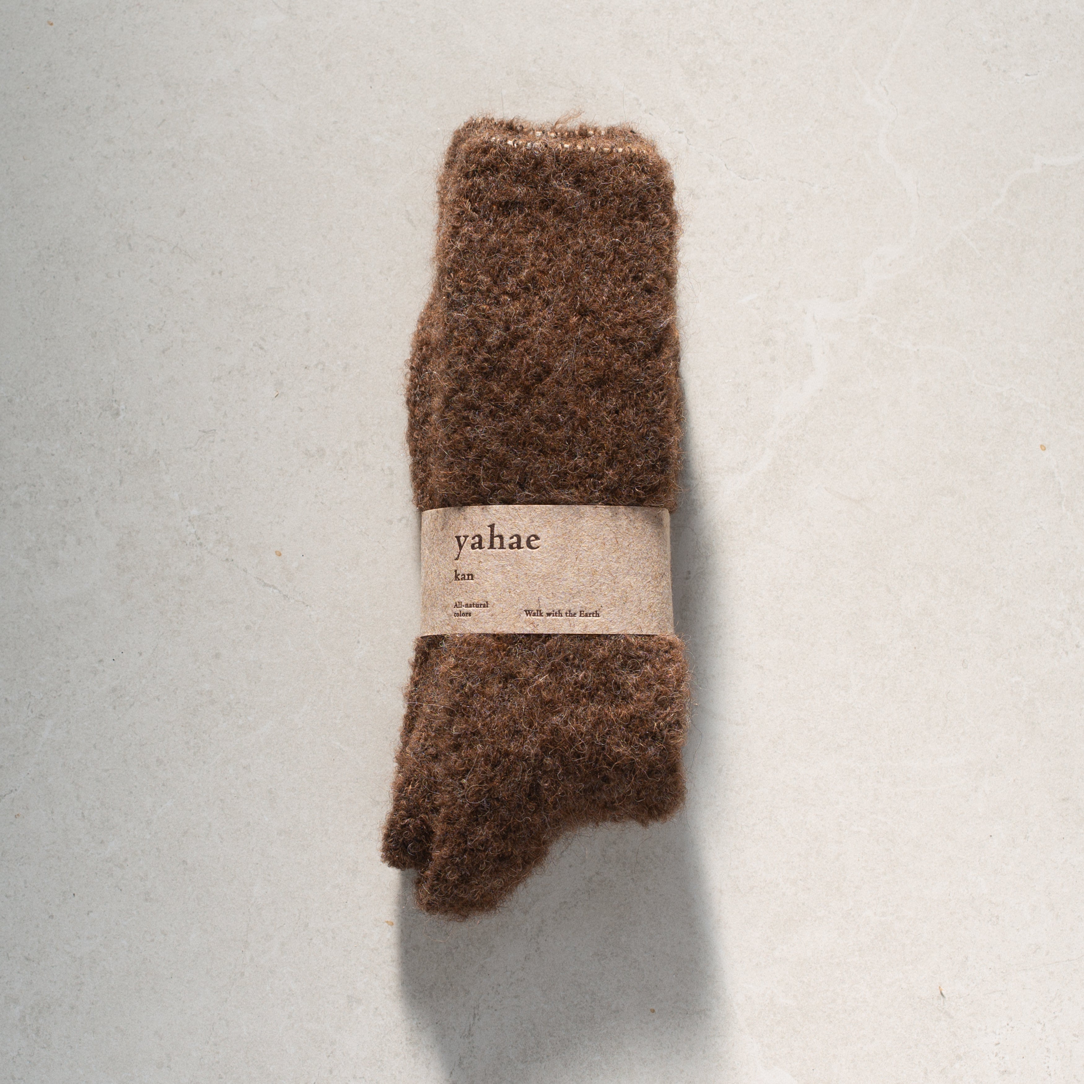 Yahae | Alpaca Loop Slipper Socks | Dark Brown