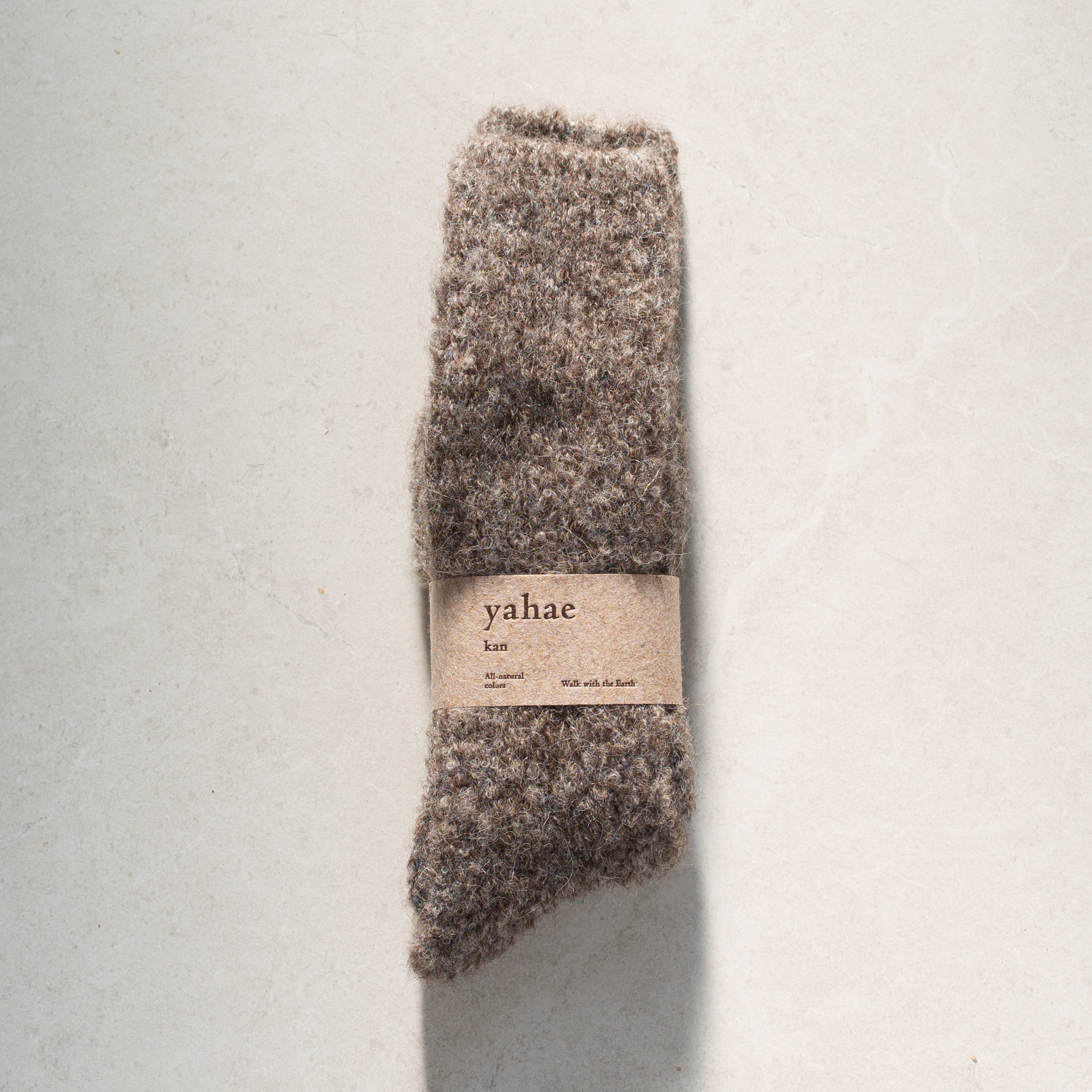 Yahae | Alpaca Loop Slipper Socks | Brown Fleck