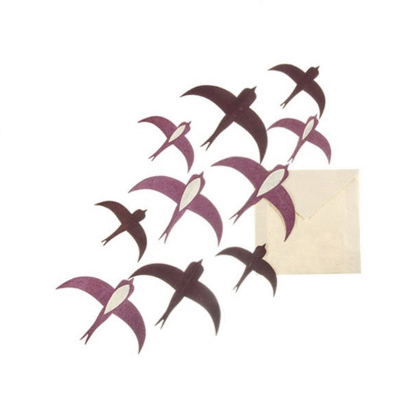 Muskhane Paper | Swallows Wall Decoration Set/10 | Dark Plum