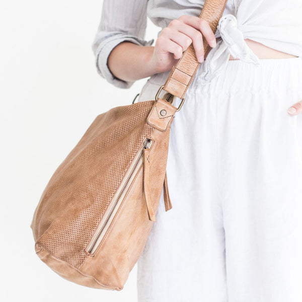 Juju & Co. | Perforated Leather Slouchy Bag | Natural