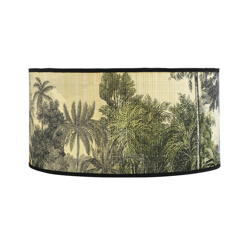 Bamboo Drum Light Shade | Muted Birds and Tree Tops