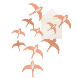 Muskhane Paper | Swallows Wall Decoration Set/10 | Quartz Pink