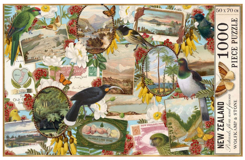 Puzzle | NZ Native Birds & Postcards (1000 Pieces)