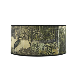 Bamboo Drum Light Shade | Muted Birds and Tree Tops