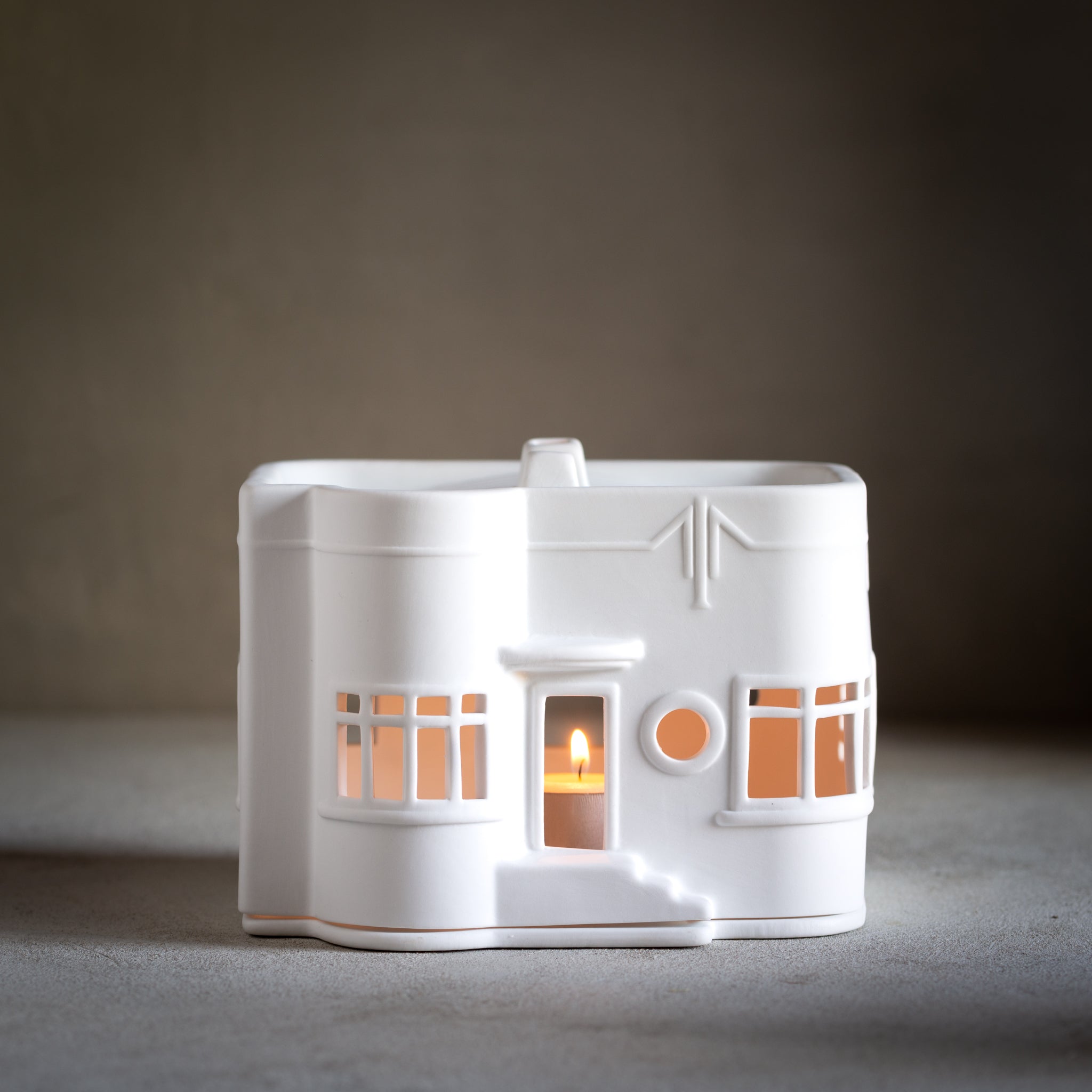 NZ Tea light House | White Porcelain | Art Deco