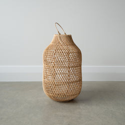 Bendigo, Rattan Lantern Light Shade |  Natural - Cross weave cane / wicker pattern