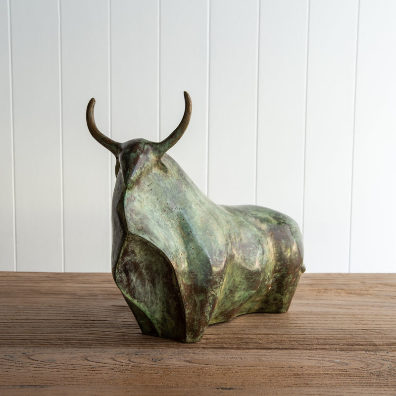 Bronze Bull Sculpture | 'Clyde The Bull - Verdigris Green