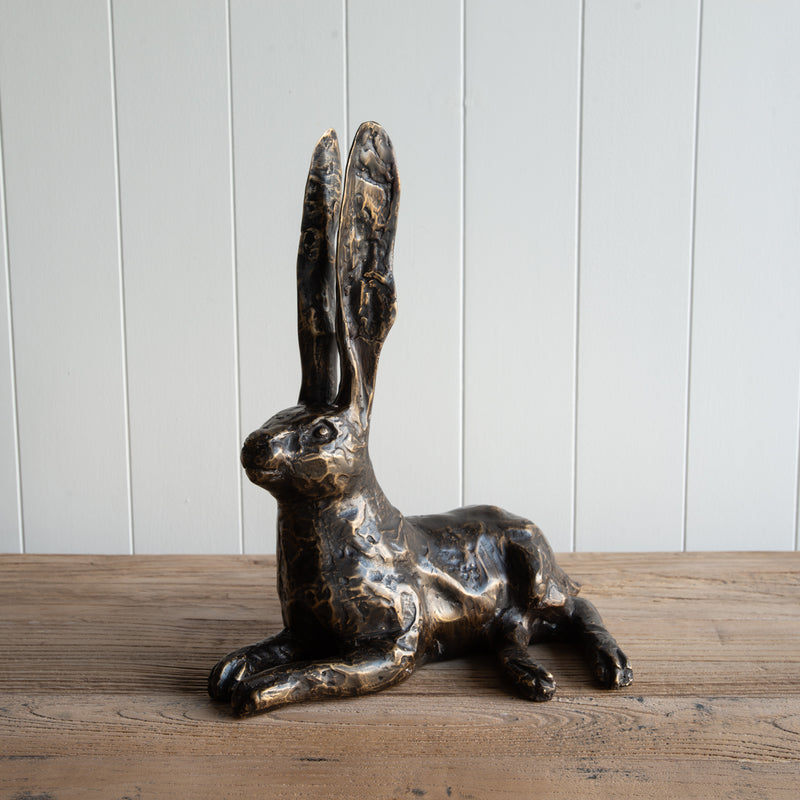 Bronze Hare Sculpture Hand cast Folklore NZ