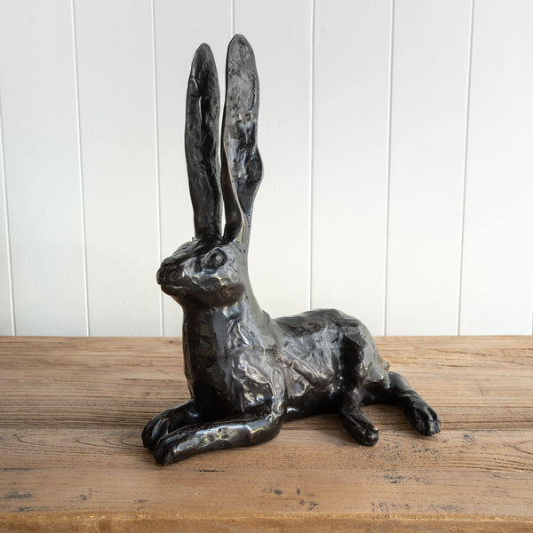 Bronze Hare Sculpture Ears Up Folklore NZ