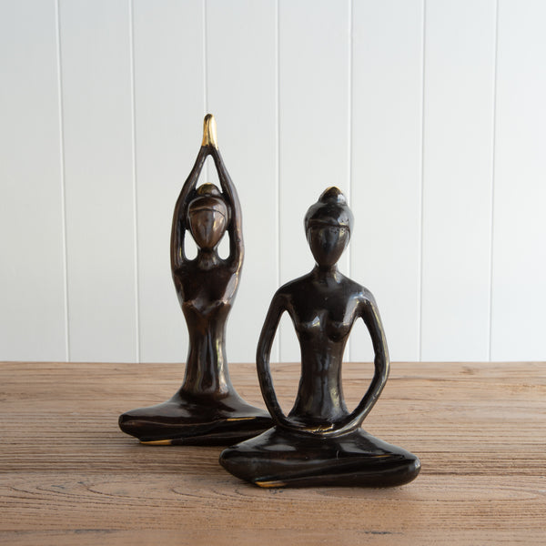Pair of Bronze Yoga Sculptures | Lotus Pose and Sitting Mountain - Folklore NZ Yoga Gifts