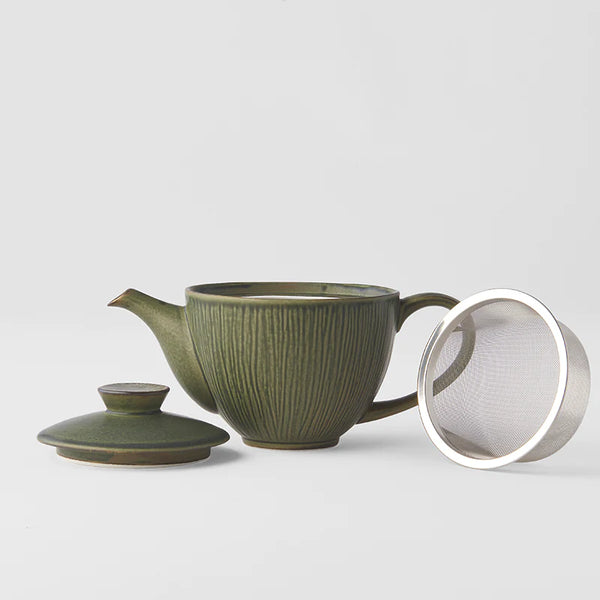 Japanese Ceramics | Sencha Green Ridged Teapot
