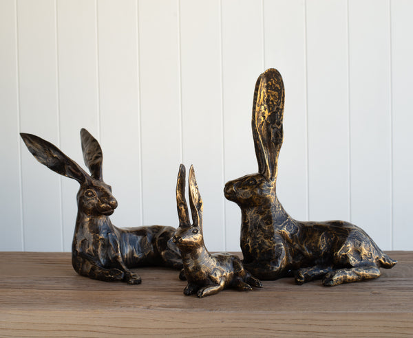 Bronze Hare Sculpture Sitting Collection Folklore NZ