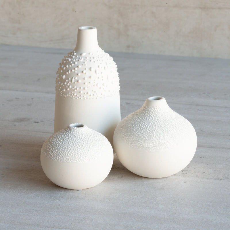 Ecru Beaded Vase | Small