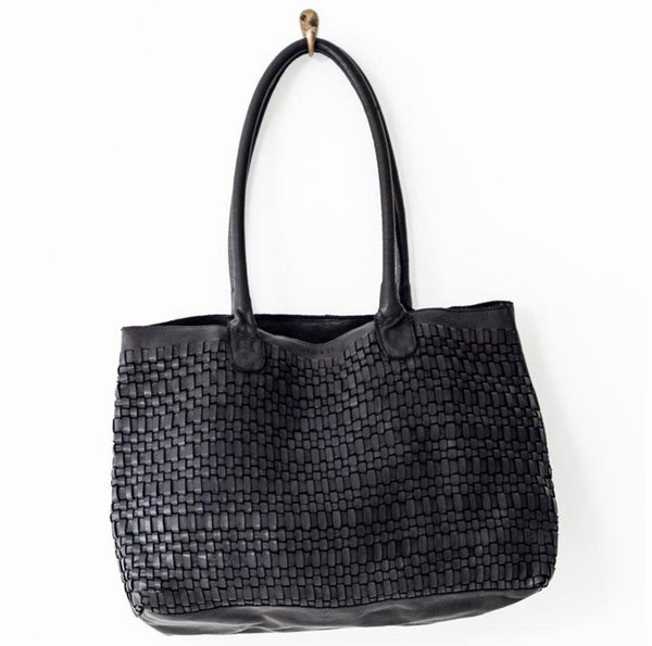 Juju & Co. | Woven Leather Tote Bag | Black