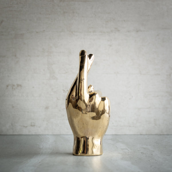 Bronze Hand Sculpture | Gold Fingers Crossed