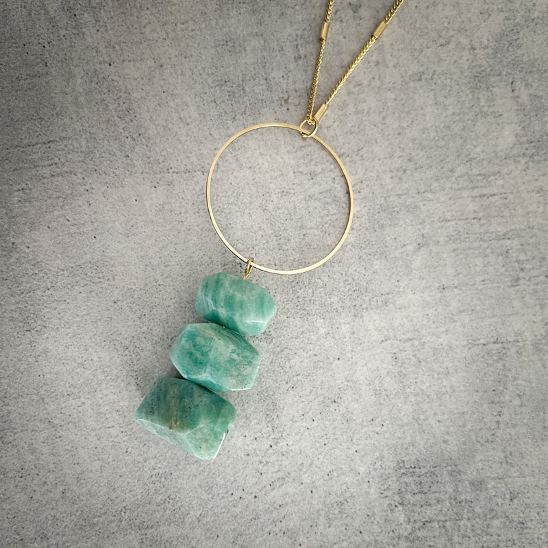 Necklace | Gold Hoop + Amazonite