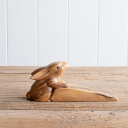 Door Stop | Rabbit in Hand Carved Wood - Small