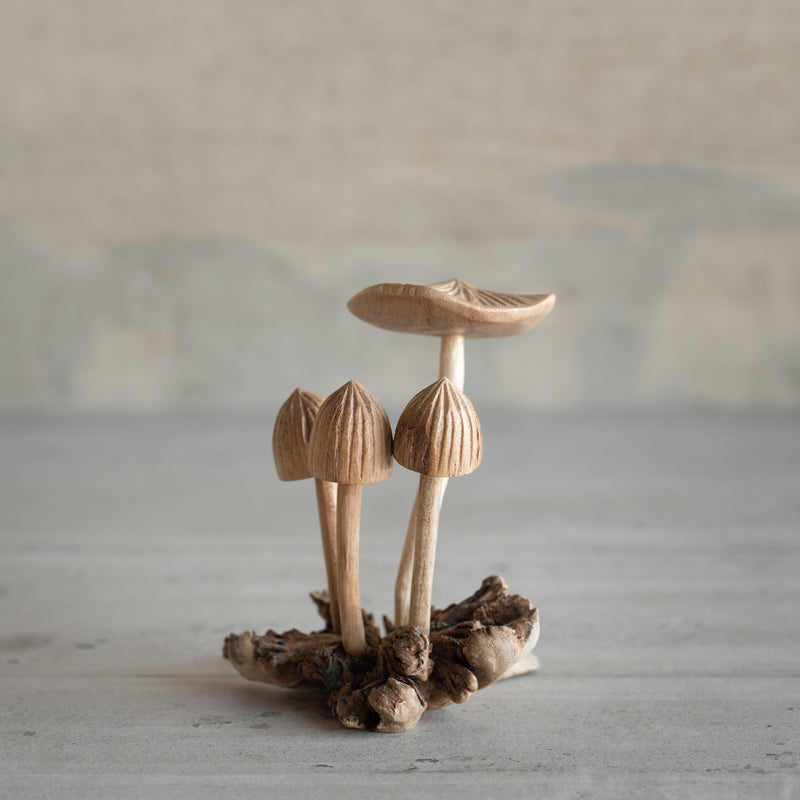Carved Wooden Mushroom Hand Painted Mushroom Woodland Forest