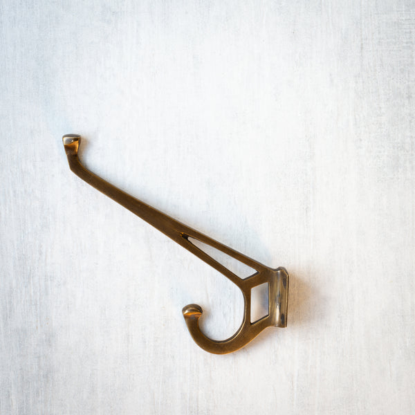 Brass Coat Hook | Art Deco Style, Long Reach