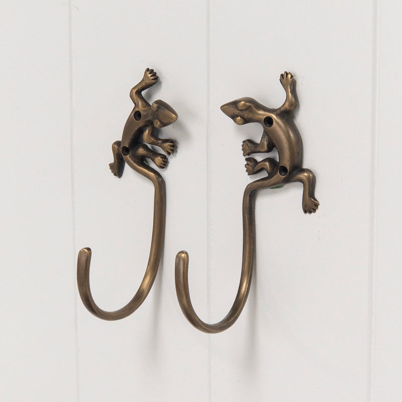Brass Hooks | Pair of Geckos