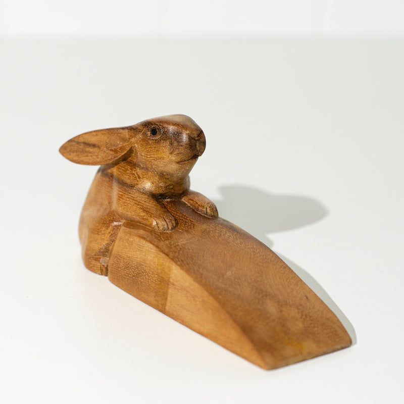 Door Stop | Rabbit in Hand Carved Wood - Small