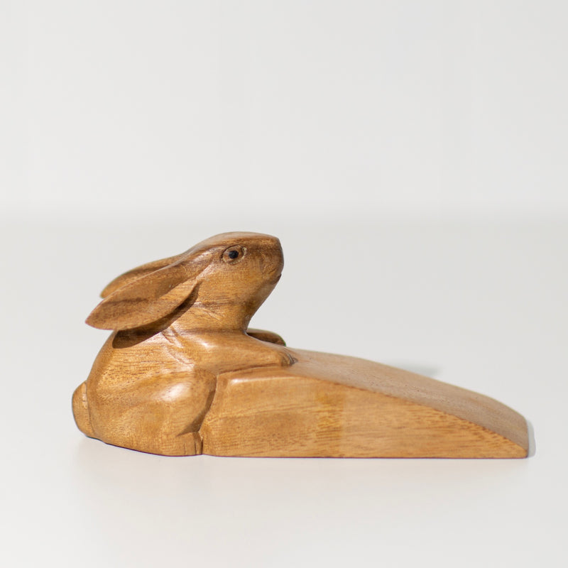 Door Stop | Rabbit in Hand Carved Wood - Small