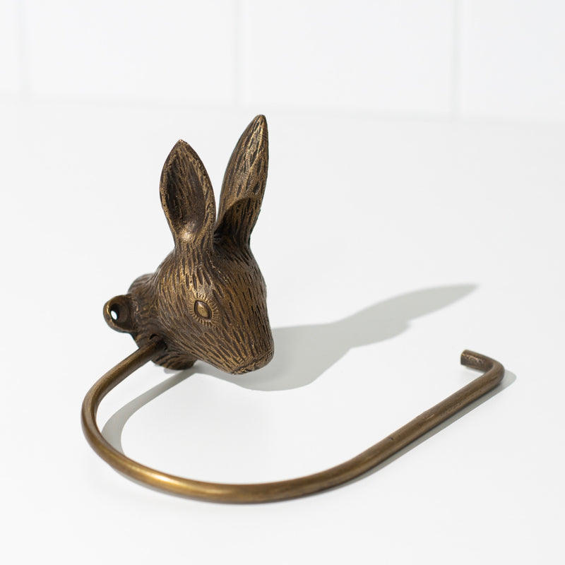 Brass Rabbit Toilet paper Holder NZ | Folklore Home Store NZ