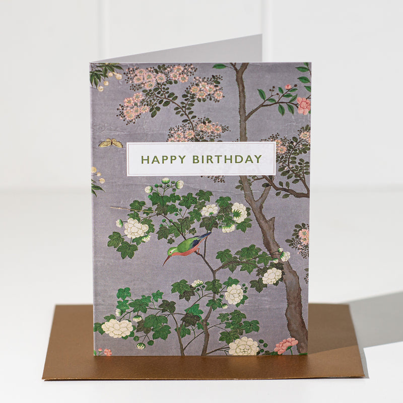 Folklore Greeting Card | Happy Birthday - Grey