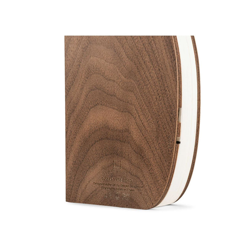 LED Vase Lamp | American Walnut base | Detail in closed position