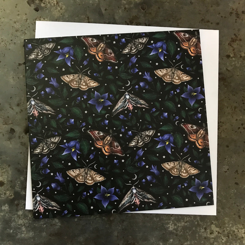 Gift Card | Moths &amp; Blue Flowers by Catherine Rowe | Folklore Store NZ