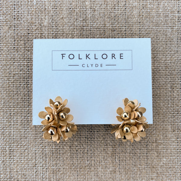 Folklore Earrings | Flower Cluster - Matte Gold
