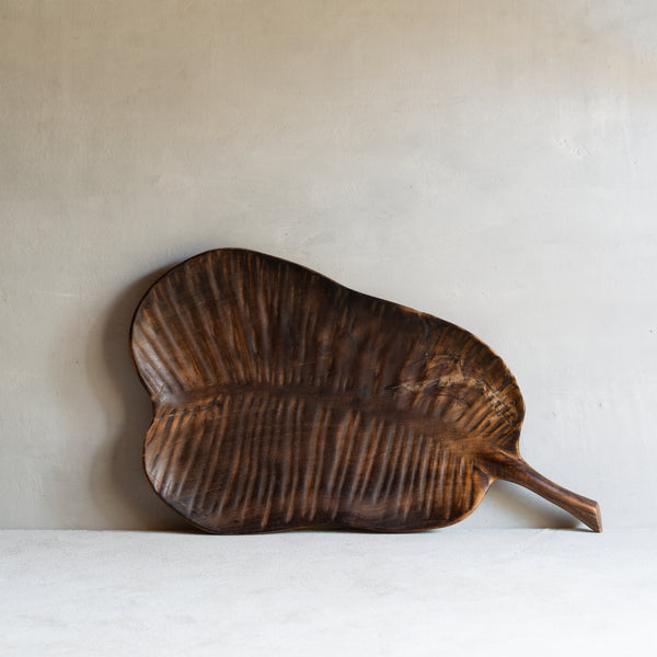 Hand-carved Teak Leaf Platter | Example 'B'