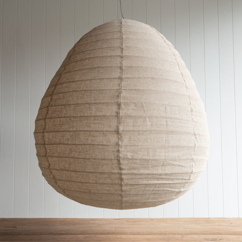 Natural Linen Light Shade | Pear 65cm dia. -  from Folklore Lighting NZ