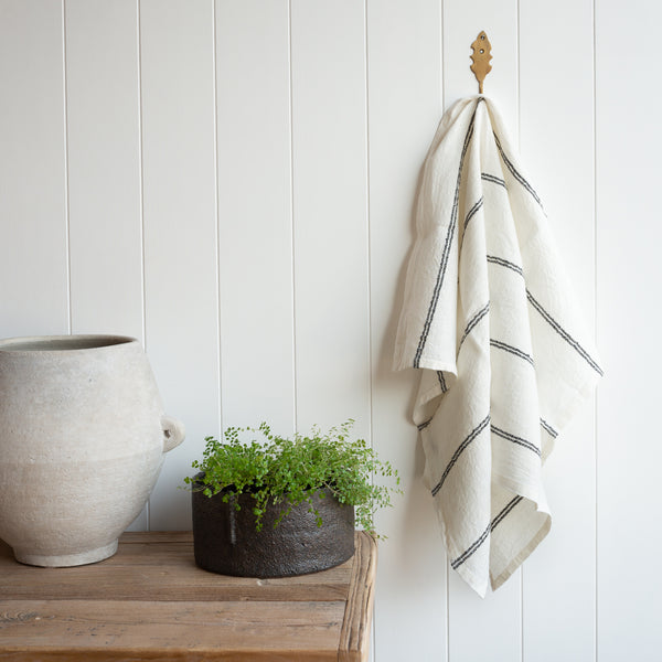 Linen Stripe Tea Towel | Black & White